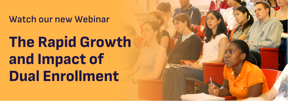 Promotional Banner for a recorded webinar on dual enrollment.