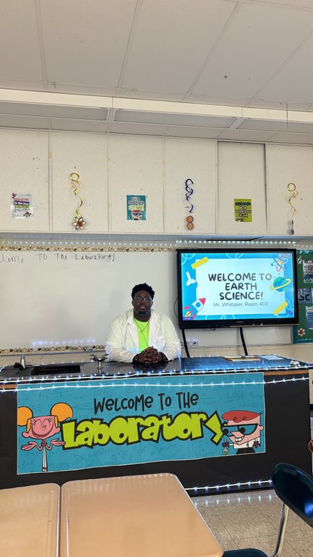 Maleak Whitaker, teacher at West Mecklenburg High School in Charlotte-Mecklenburg Schools